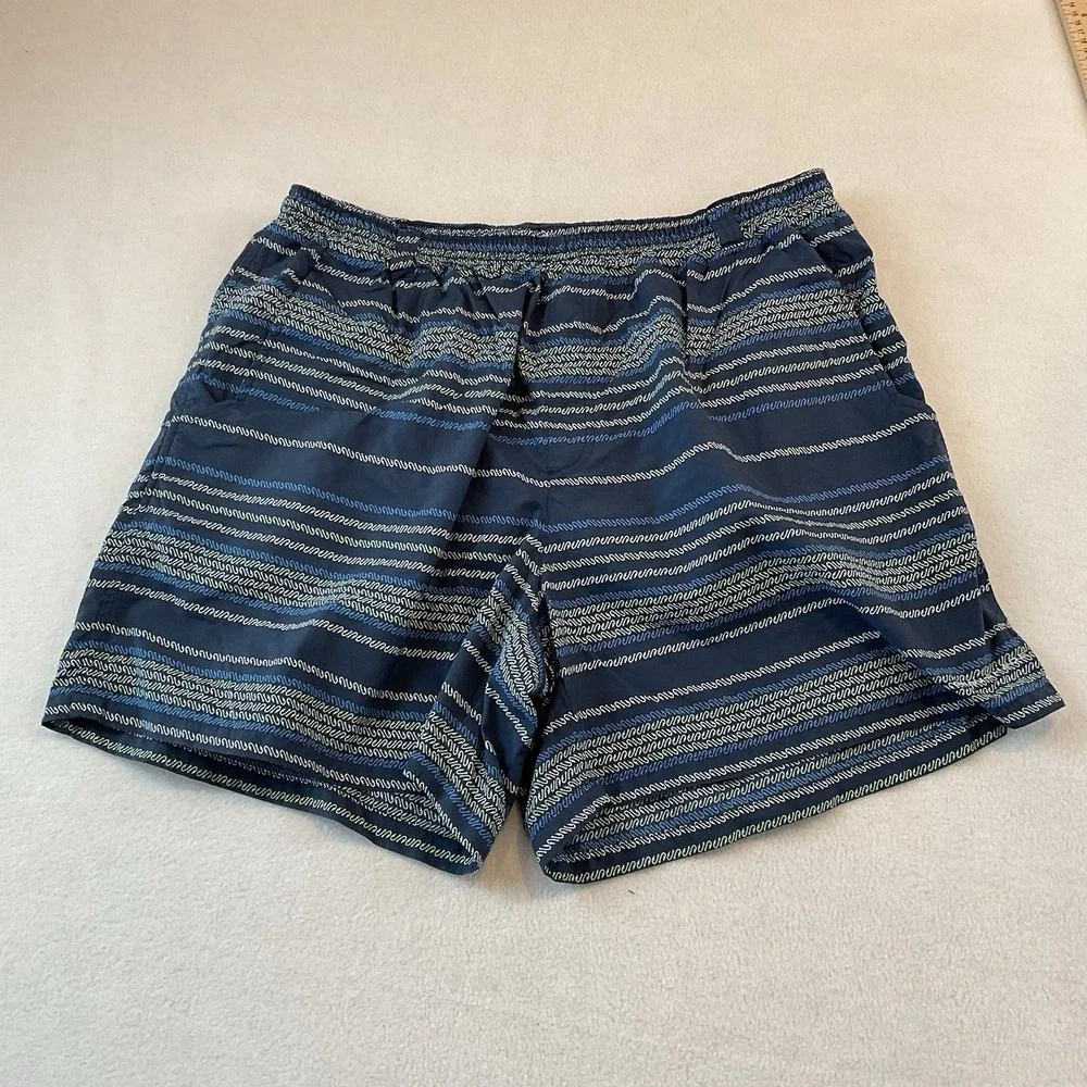 Columbia PFG Swin Trunks‎ Mens XXL Blue Striped Mesh Lining Pockets Drawstring